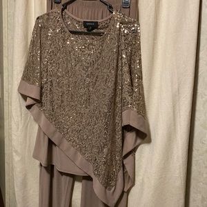 R&M Richards 3 pc Ensemble Mocha with Sequined Overlay Size 10